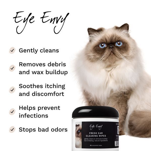Вологі серветки Eye Envy для чищення вух для котів 60 шт 2693351452 фото