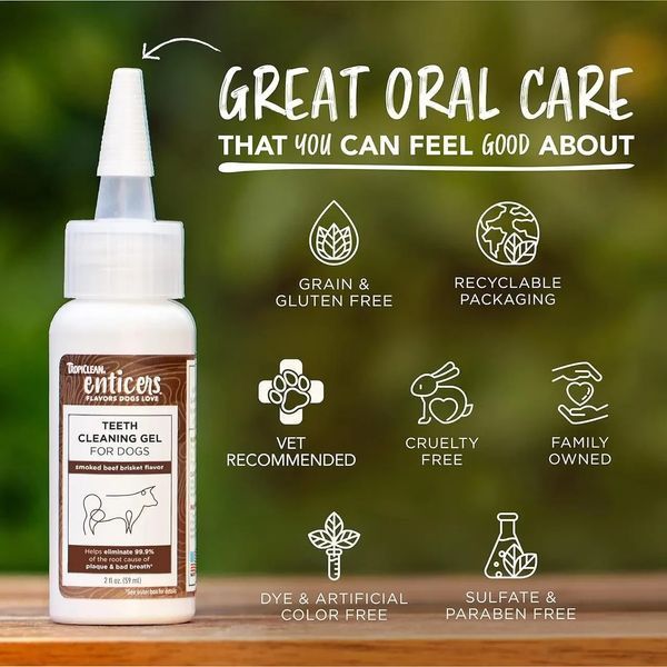 Гель для чищення зубів TropiClean Enticers Teeth Cleaning Gel No Brush 59 мл Копчена яловича грудка 2240334037 фото
